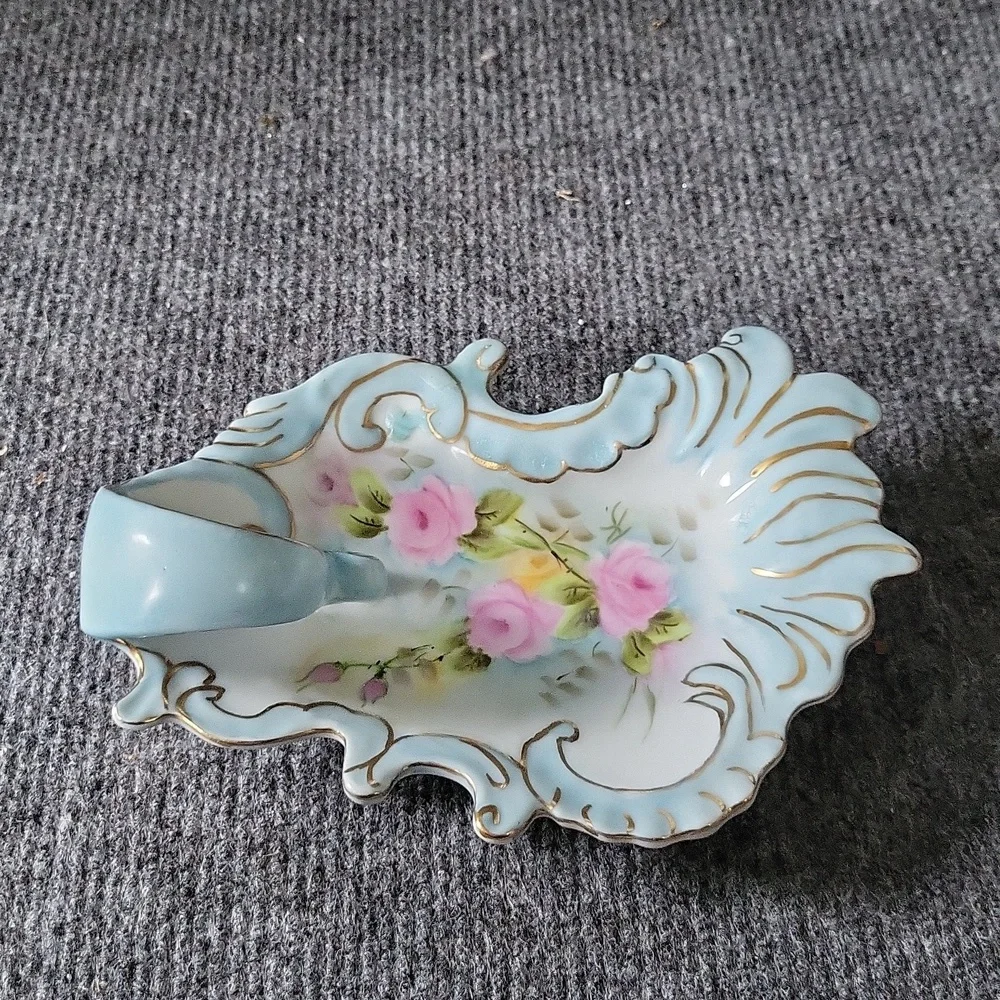 Vintage small porcelain floral jewelry dish